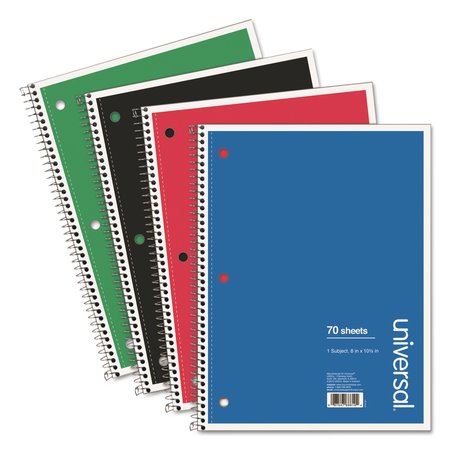 UNIVERSAL Wirebound Notebook, 1 Sub, Wide/Legal, Assorted, 10.5 x 8, 70 Sht, PK4 UNV66624